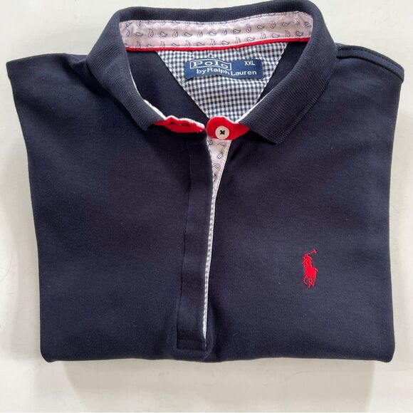 Vintage Polo By Ralph Lauren 90’s Navy Long Sleeve Preppy Polo Shirt XXL (Boys) - Picture 4 of 12